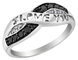 White and Black Diamond I Love You Promise Ring 1/10 Carat (ctw) in Sterling Silver