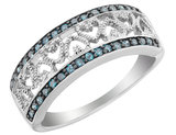 1/4 Carat (ctw) Blue Diamond Heart Ring in Sterling Silver