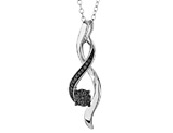 Black Diamond Accent Center Infinity Pendant Necklace in Sterling Silver with Chain