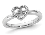 Heart Ring with Diamond Accent in Sterling Silver