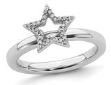 Star Ring with Diamond Accent in Sterling Silver