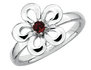 Garnet Flower Ring 1/10 Carat (ctw) in Sterling Silver