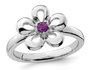 Amethyst Flower Ring 1/10 Carat (ctw) in Sterling Silver