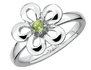 Peridot Flower Ring 1/10 Carat (ctw) in Sterling Silver