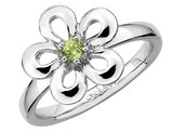 Green Peridot Flower Ring 1/10 Carat (ctw) in Sterling Silver