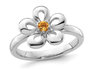 Citrine Flower Ring 1/10 Carat (ctw) in Sterling Silver