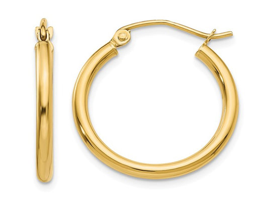 Small Hoop Earrings in 14K Yellow Gold 3/4 Inch (2.00 mm)
