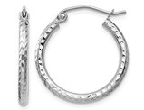 Diamond Cut Hoop Earrings 3/4 Inch in 14K White Gold (2.00 mm)