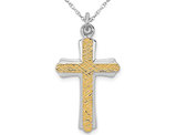 Sterling Silver with 18K Gold Cross Pendant Necklace with Chain