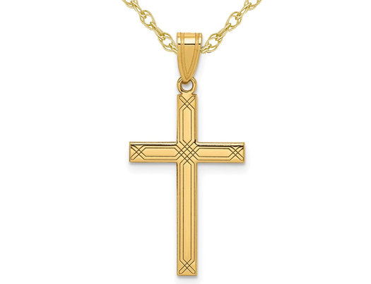 Cross Pendant Necklace in 14K Yellow Gold with Chain