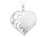 'My Daughter, My Heart's Treasure' Heart Pendant Necklace in Sterling Silver with Synthetic Cubic Zirconias