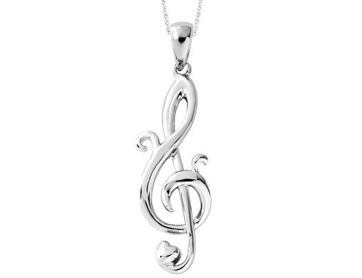 'Love Notes' Music Note Pendant Necklace in Sterling Silver with Chain