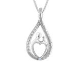 A Mother's Love Pendant Necklace with Diamond Accent in Sterling Silver with Chain
