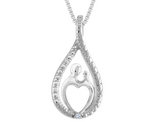 A Mother's Love Pendant Necklace with Diamond Accent in Sterling Silver with Chain