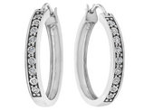 Diamond Hoop Earrings 1/10 Carat (ctw) in Sterling Silver (1 Inch)