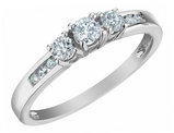 1/2 Carat (ctw H-I, I2-I3) Three Stone Diamond Engagement Ring in 10K White Gold