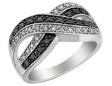 1/4 Carat (ctw) White & Black Diamond Infinity Ring in Sterling Silver