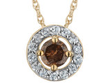 Champagne and White Diamond (Clarity I1-I2, Color H-I) Circle Pendant Necklace 1/2 Carat (ctw) in 10K Yellow Gold with Chain