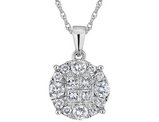 1.00 Carat (ctw H-I, I1-I2) Diamond Circle Pendant Necklace in 14K White Gold with Chain