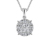 2.00 Carat (ctw H-I, I1-I2) Diamond Circle Pendant Necklace in 14K White Gold with Chain (4.0 Carat Look)