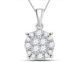 1/4 Carat (ctw H-I, I1-I2) Diamond Cluster Pendant Necklace  in 14K White Gold with Chain