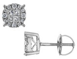 1/2 Carat (ctw H-I I, I1-I2) Princess-Cut Diamond Earrings in 14K White Gold