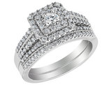 4/5 Carat (ctw H-I, I2-I3) Double Halo Diamond Engagement Ring & Wedding Band Set in 14K White Gold