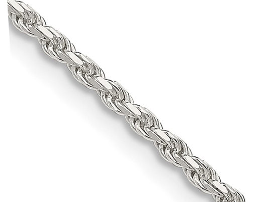 Sterling Silver Diamond-Cut Rope Chain Necklace 18 Inches (1.85 mm)