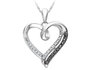 White and Black Diamond Heart Pendant in Sterling Silver