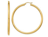 Large Hoop Earrings in 14K Yellow Gold 2 Inch (3.00 mm)