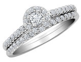 1/2 Carat (ctw H-I, I2-I3) Diamond Engagement Ring & Wedding Band Set in 10K White Gold