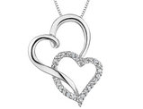 1/10 Carat (ctw) Diamond Double Heart Pendant Necklace in Sterling Silver with Chain