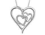 Triple Heart Pendant Necklace with Diamond Accents in Sterling Silver with Chain