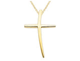 14K Yellow Gold Polished Cross Pendant Necklace in with Chain