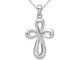 14K White Gold Infinity Cross Pendant Necklace with Chain