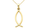 14K Yellow Gold Christian Fish Charm Pendant Necklace with Chain