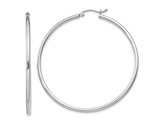 Large Hoop Earrings in Sterling Silver 2 Inch (2.0mm)