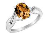 Citrine Ring with Diamonds 2.0 Carat (ctw) in Sterling Silver