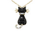 Black Diamond Cat Pendant in 10K Yellow Gold