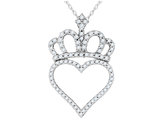 Diamond Queen of My Heart Pendant Necklace 1/3 Carat (ctw I2-i3, H-I) in 10K White Gold with Chain