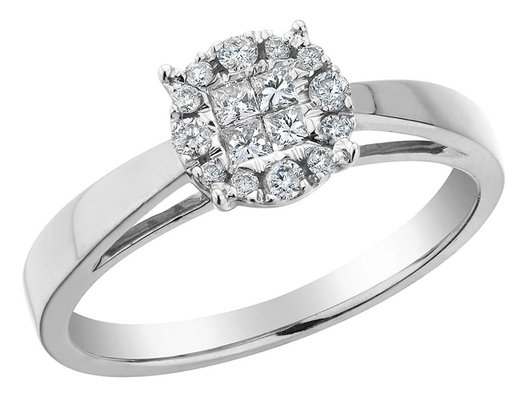 1/4 Carat (ctw) Diamond Engagement Ring in 14K White Gold