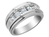 Mens Diamond Wedding Band Ring 1.0 Carat (ctw) in 14K White Gold