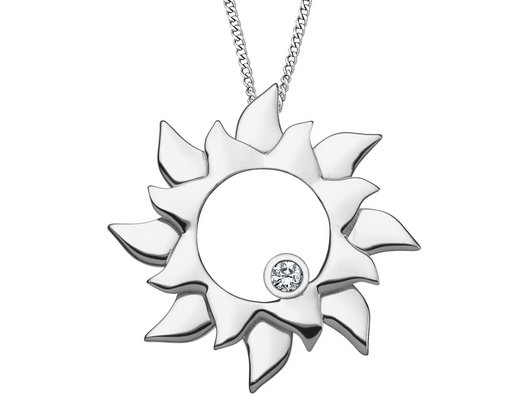 Sterling Silver Sun Charm Pendant 