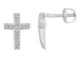 1/10 Carat (ctw) Diamond Cross Earrings in Sterling Silver