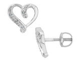 Sterling Silver Heart Earrings with Accent Diamonds 