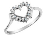 Accent Diamond Heart Promise Ring in 10K White Gold