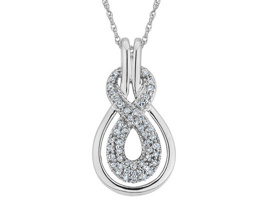 1/4 Carat (ctw) Infinity Diamond Pendant Necklace in 10K White Gold with chain