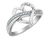 Diamond Heart Promise Ring 1/10 Carat (ctw) in Sterling Silver