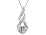 1/4 Carat (ctw) Drop Diamond Fashion Pendant Necklace in 10K White Gold with Chain