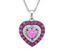 Lab-Created Ruby & Pink Sapphire Heart Pendant Necklace in Sterling Silver with Chain